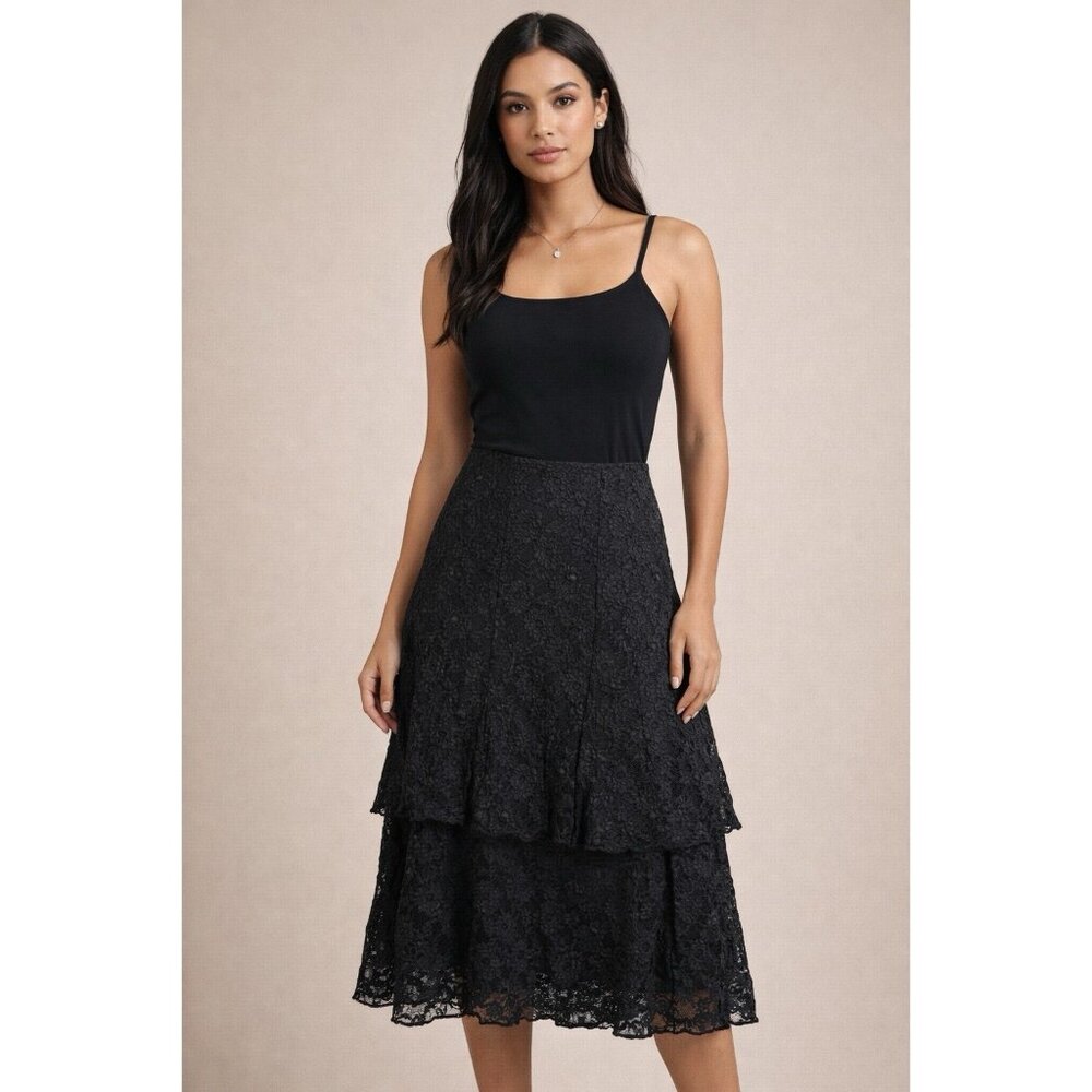 Cabi Skirt Womens S/M Y2K Black Lace Whimsygoth Witchy‎ Fairy Grunge Vamp